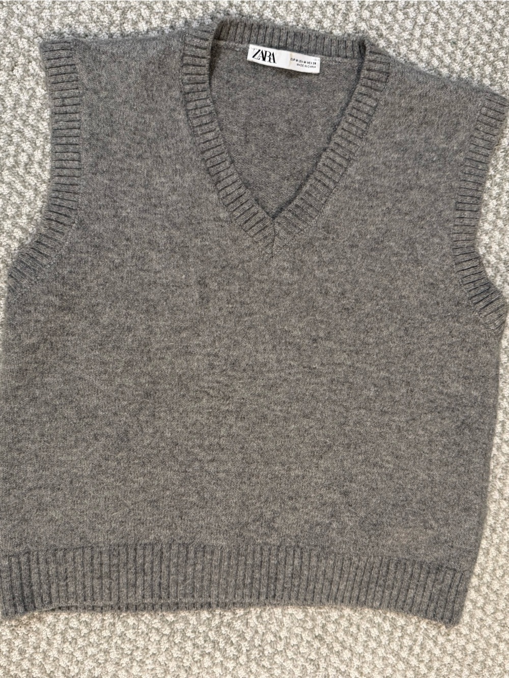 Zara Gray V-Neck Knit Sweater Vest
